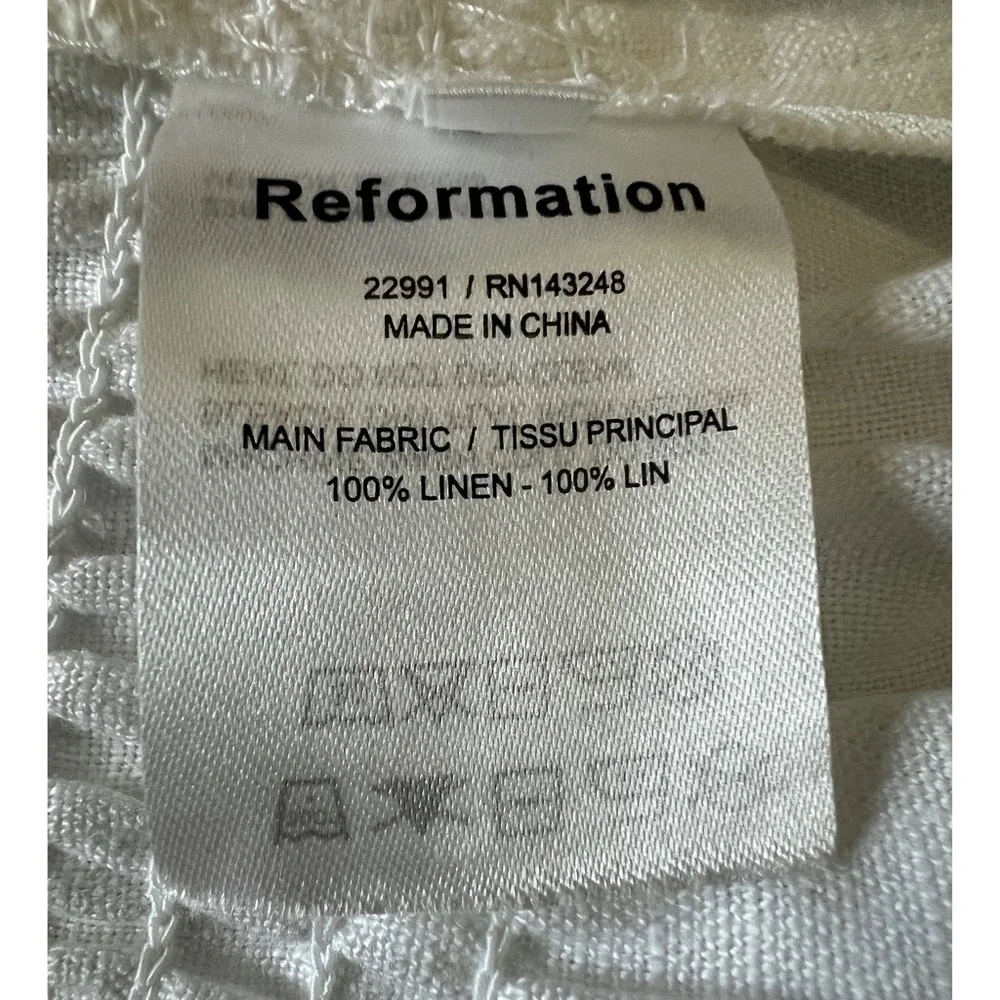 +Reformation Oak Grove white linen top size  M square neck